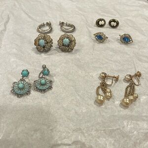 Vintage screw back clip on earrings set of six pairs